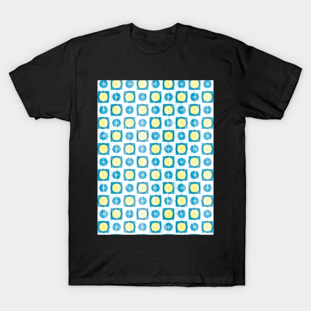 White with lemon yellow and turquoise small shapes T-Shirt by Uniquepixx